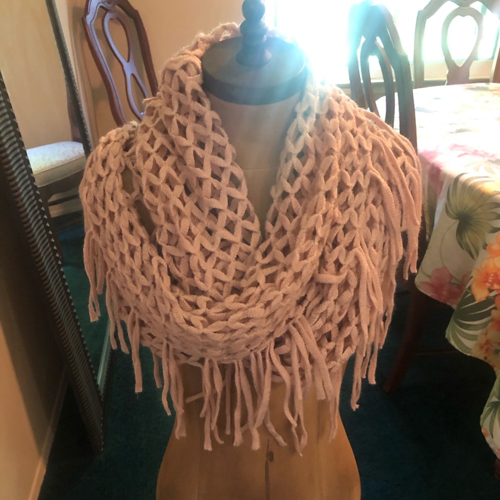Blush Fringe Infinity Scarf